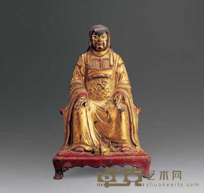 清中期 铜漆金真武大帝座像 42.5cm